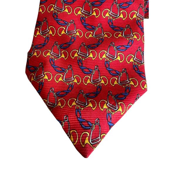 Henri Christian Paris Snaffle bit Equestrian Silk Tie Red - Picture 2 of 4